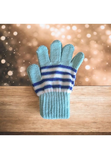 Kız Çocuk Eldiven Kırmızı 4-8 Yaş Su Yeşili