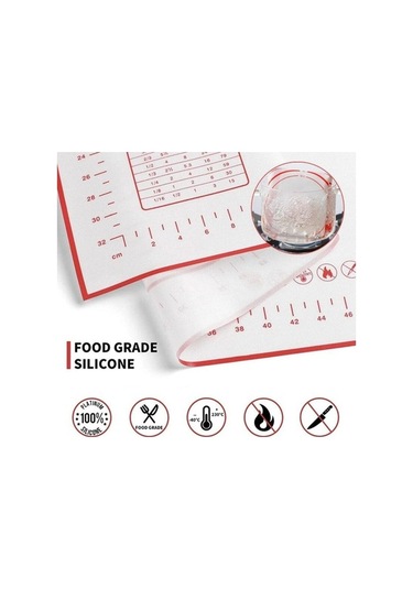 Novahub Kırmızı Silikon Pişirme Matı: 60x40cm - Pasta, Pizza, Hamur İşi İçin Mükemmel Hamur Yapışmaz Mat