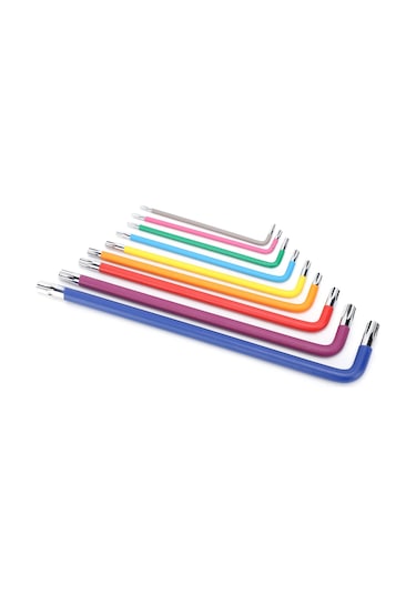 Jeemson 9 Parça Renkli Uzun Kollu Tork Anahtarı Seti - 45 Çelik Malzemeyle Ev Ve Bisiklet Tamiri İçin Çok Amaçlı Araçlar T10-t50