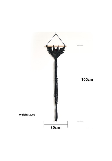 Hombey Kumaş El Dokuma Yarasa Desenli Bitki Asma Sepeti, Ev Dekorasyonu Duvar Süsüsü, Siyah Uzun Tipi Uzun Siyah