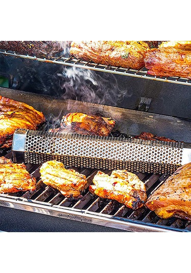 Yuntech01 304 Paslanmaz Çelik Füme Tüpü, Harika Lezzetler İçin Dışarıda Ve Evde Izgara Aleti, 5 Saat Süreli Sürekli Füme Sağlar Çok Renkli