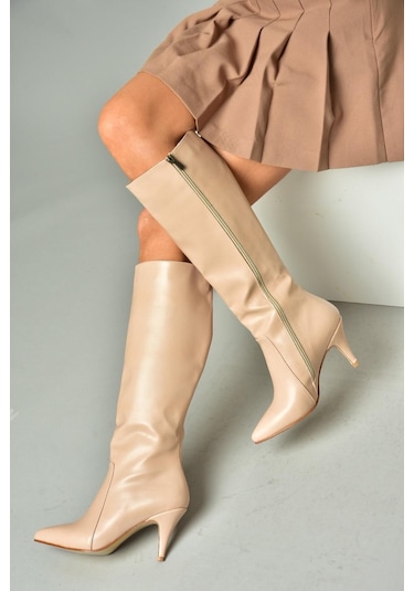 Fox Shoes R372453009 Ten İnce Topuklu Kadın Çizme Ten