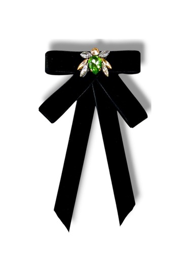 Siyah Kadife Kristal Kesim Taşlı Yaka Broş, Natural-doğa Serisi Arı M Çiçek Kelebek.. Yeşil Taşlı Çok Renkli