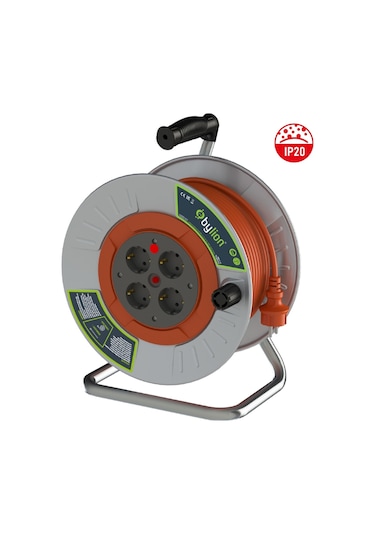 Bylion Mme-20315-f 3 x 1.5 Kablolu Metal Seyyar Kablo Makarası 20 M