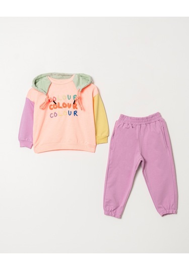 Kız Çocuk İki İplik Kapşonlu Eşofman Takımı 001