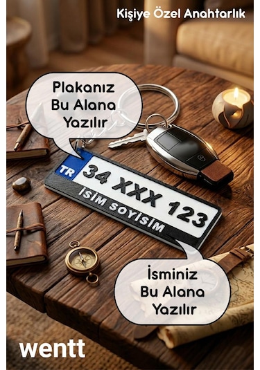 Plaka Anahtarlık Kişiye Özel İsim Ve Plaka Yazılı