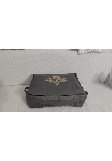 4 Lu Desenli Baza Altı Çekyat Hurç 60 40 22 Cm Antrasit