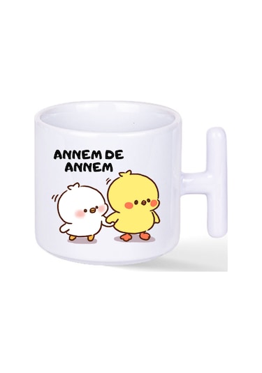 Annem De Annem Kızımda Kızım 2'li Hediye T Kulplu Bardak Beyaz