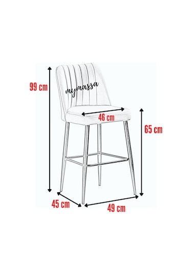 Ada Bar Sandalye - Babyface Gri - Metal Siyah Ayak 4 Adet Gri
