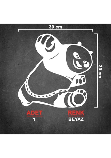 Kung Fu Panda Sticker - Araba Sticker - 30cmx30cm - Beyaz