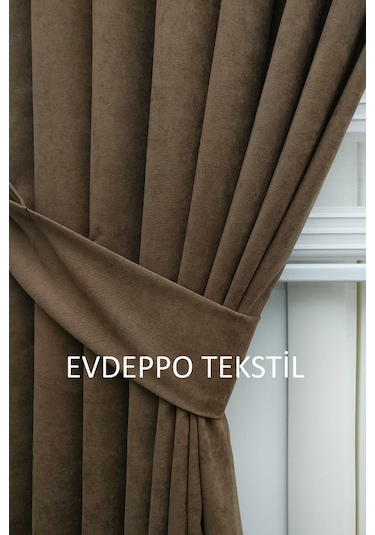 Taç Soft Kahve Fon Perde Kahverengi