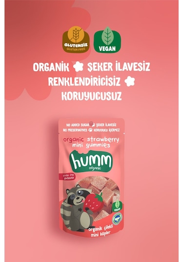 Humm Organic Organik Çilekli Vegan Mini Küpler 3 x 30 G