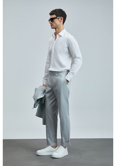 Lufian Samuel Smart Erkek Chino Pantolon Slim Fit Taş Taş 111190343100190 Taş