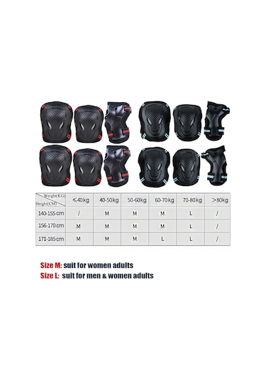 Geeksen Erkek Kadın Outdoor Spor Koruyucu Seti: 2 Dirsek 2 Diz 2 Bileklik - Ergonomik, Dayanıklı, Soluklu Kırmızı Nt-re-l Kırmızı