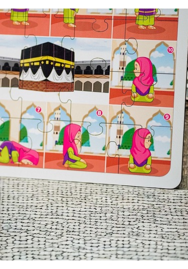 Eğitici Eğlenceli Renkli Abdest Ve Namaz Puzzle Kız Çocuklar Için Ikili Oyuncak Seti
