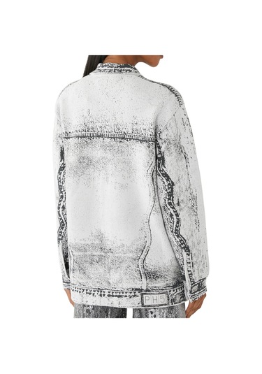 Ph5 Hana Denim Desenli Oversize Ceket Gri