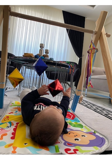 Montessori Octahedron Üç Ana Renk Sekizgen Dönence Mobil