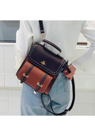 Ganzhoushop Vintage Trend Tasarım Sırt Seyahat Panelli Okul Moda Lüks Kızlar Kaliteli Kadın Kadın İçin Çantası Çantası Çantaları Çantaları Black Lj Siyah