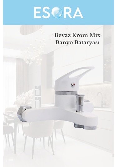 Beyaz Krom Mix Banyo Bataryası