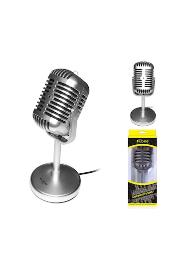 Skycıty Masaüstü Mikrofon, Cep Telefonu Canlı Yayınları İçin Uygun, Gümüş 3.5mm Şarjlı