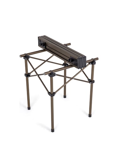 Lerato Basic Alüminyum Katlanır Portatif Küçük Boy Kamp ve Piknik Masası - Kahverengi - 49 x 52 x 49 CM