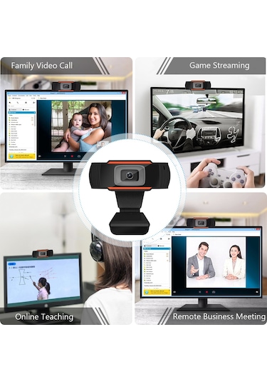 Jeemson 720p Hd Usb Webcam Bilgisayar Kamerası - Gürültü Azaltıcı Mikrofonlu Canlı Yayın, Ders, Konferans İçin Keskin Görüntü Ve Net Ses