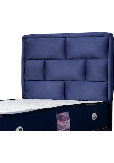 Setaymobilya Diego Tek Kişilik Lacivert Baza + Başlık + Deluxe Ortopedik Yatak