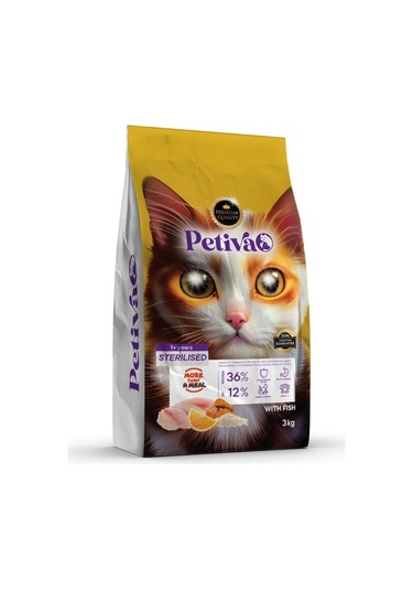 Petiva Kısırlaştırılmış Balıklı Yetişkin Kedi Maması 3 KG