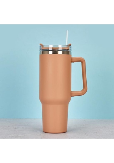 Yeşil Soğukluğu Koruyun Mat Doku Pratik 40oz Şeffaf Kapak Yeniden Kullanılabilir İçecek İçme Vakumlu Pipetli Kupa Yalıtımlı Tumbler