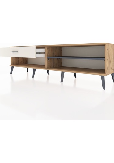 Hyperion Tv Ünitesi Tek Raflı Tek Çekmeceli 176x44x51 Çam-antrasit/aytaşı Antrasıt/aytası