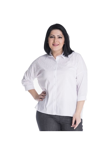 Inci Detaylı 3/4 Kollu Gömlek