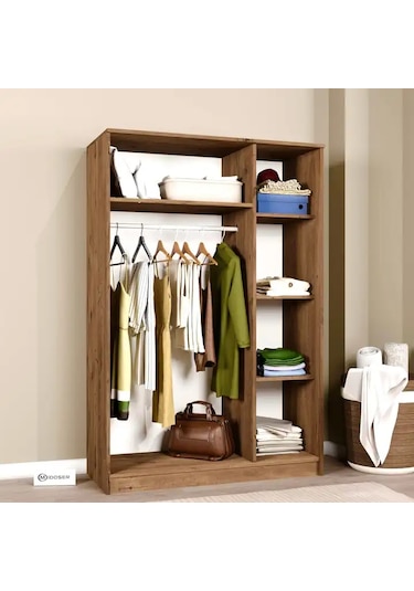 Kardelen Serisi Atlantik Çam 3 Kapaklı 5 Raflı 120 Cm Elbise Dolabı Atlantik Çam