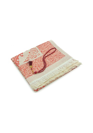 Hediyelik Şantuk Çantalı, Tesbihli, Çeyizlik Seccade Seti - Bordo Bordo