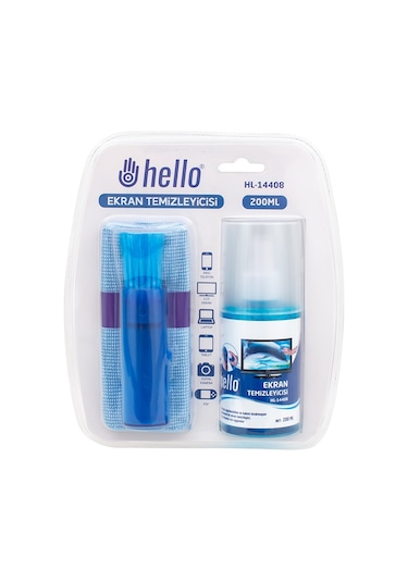 Hello Hl-14408 Sprey + Fiber Bez + Fırça 200ml Lcd Ekran Temizleme Seti