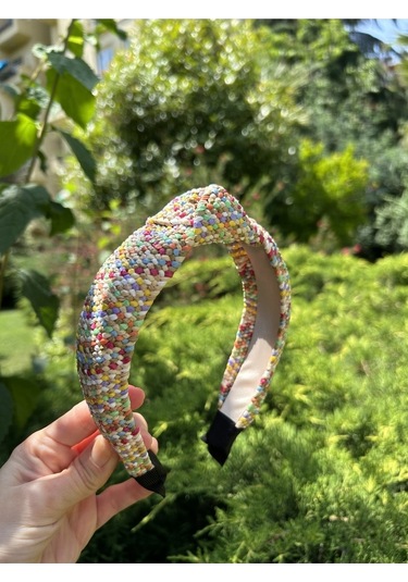 Bymerve Hasır Renkli Düğüm Model Saç Tacı Çok Renkli