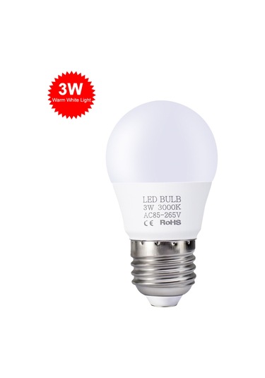 Geeksen E27 Uçlu 3w Led Ampul, 85-265v Geniş Voltaj, 3000-3500k Islak Beyaz Işık, Smd 2835 Teknolojiyle Enerji Tasarruflu Çok Renkli
