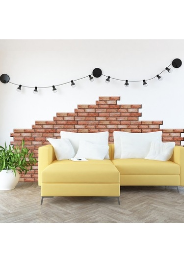 Opulentliving Kahverengi Tuğla Desen Pvc Otomatik Yapıştırıcı Duvar Kağıdı - Mutfak Dekorasyonu