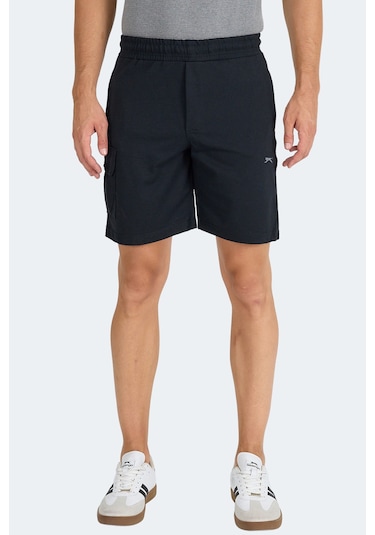 Slazenger Neck I Erkek Fermuar Cepli Siyah Şort Siyah
