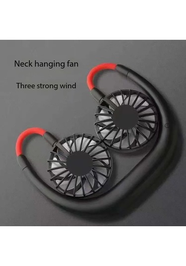 Goldenqian Usb Taşınabilir Soğuk Fan Eller Serbest Boyun Asılı Şarj Edilebilir Mini Spor 3 Hız Ayarlanabilir Boyun Çift Fan Ev Ofis Açık Seyahat 2