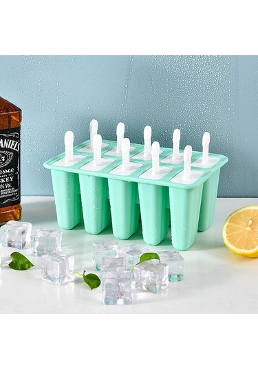 Moveevo 6 Hücrelü Kuzey Avrupa Yeşili Silikon Buzluk Seti - Evde Buz Çubuğu Ve Dondurma Yapımı İçin Pratik Materyal Çok Renkli