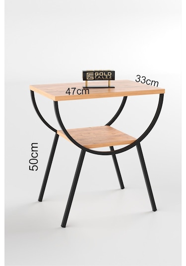 Yan Sehpa Komodin Metal Ayak Ceviz Atlantikçam