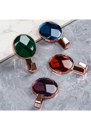 Kırmızı Lüks Sırlı Taşlar Kanca Duvara Monte Mutfak Banyo Kanca Deliksiz Güçlü Traceless Kapı Kanca Kendinden Yapışkanlı Asılı Kanca Kırmızı