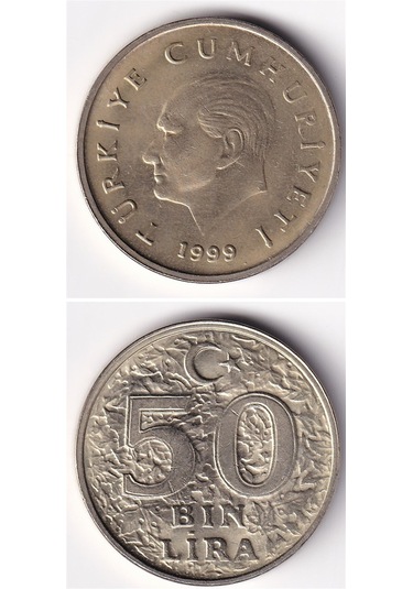 50.000 Lira 1999 Çil Eski Madeni Para