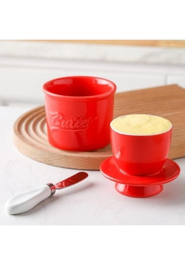 Pazly Tereyağı Güveç Seramik Kapaklı Mavi Tazeliği Korur Mavi