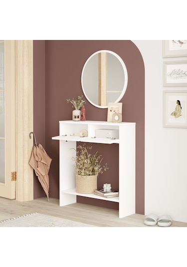 Robin Home Queen Aynalı 2 Kapaklı Dresuar Beyaz