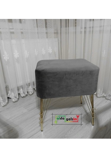 Ultra Lüks Metal Ayak Alda Parrot Puf Gold Gri