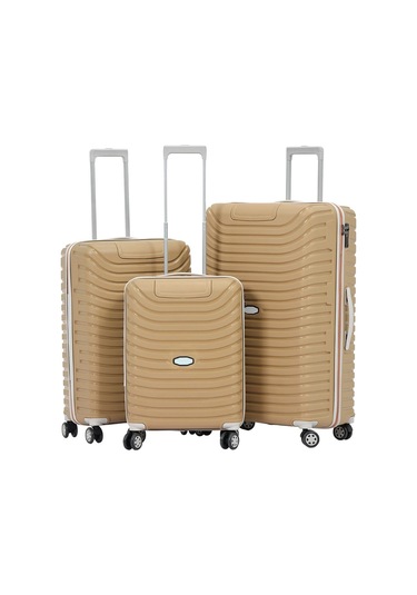 3'lü Set Silikon Kırılmaz Pp Unisex Gold Krem Valiz Pwvlz005 Gold Krem