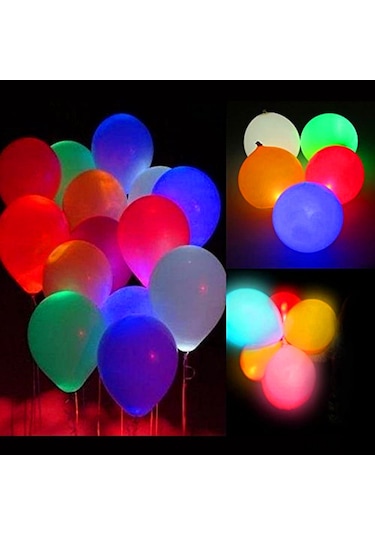 Hombey 5'li Paket Led Işıklı Balonlar - Sabit Beyaz/renkli Flaş, Gecelik Parti, Doğum Günü, Nikah Dekorasyonu