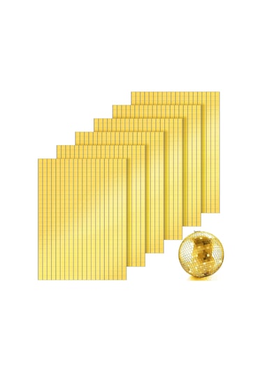 2 Li Kendinden Yapışkanlı Gold Ayna Mozaik Disco Sticker Duvar Çerçeve Eşya Dekoratif Kaplama 30x30 Altın
