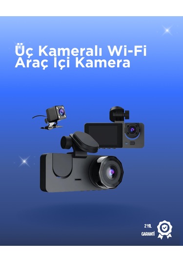 Gelişmiş G-sensörlü Üçlü Araç Kamerası - 5' Lcd Ekran Ve Hareket Algılama
